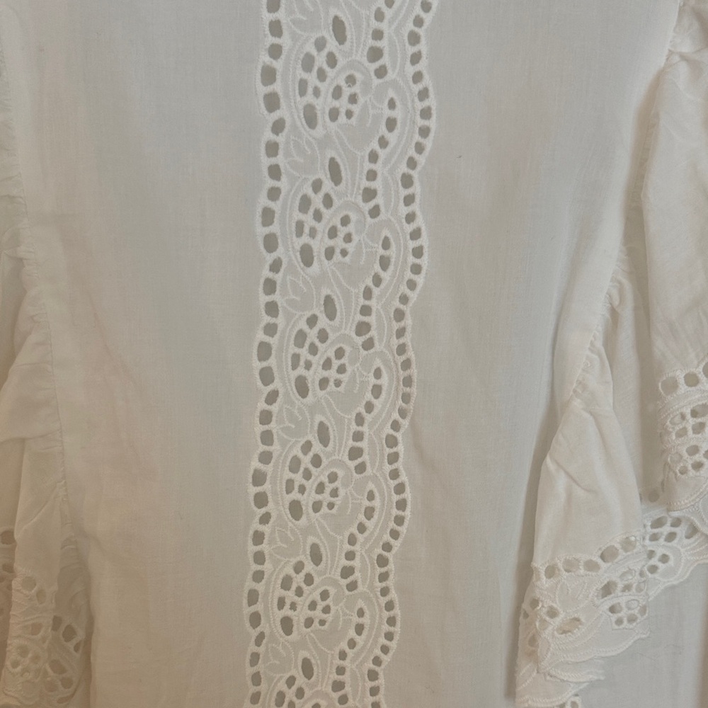 H&M White Eyelet Ruffle Blouse - Picture 3 of 8